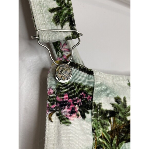 Farm Rio Stripe Women's P Small Shortalls Overalls Corduroy Tropical Print White - Picture 3 of 8